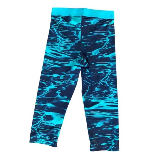 NWOT Nike Pro Compression Capri Pants Womens Small Crops Teal Navy Swirl - Picture 4 of 7